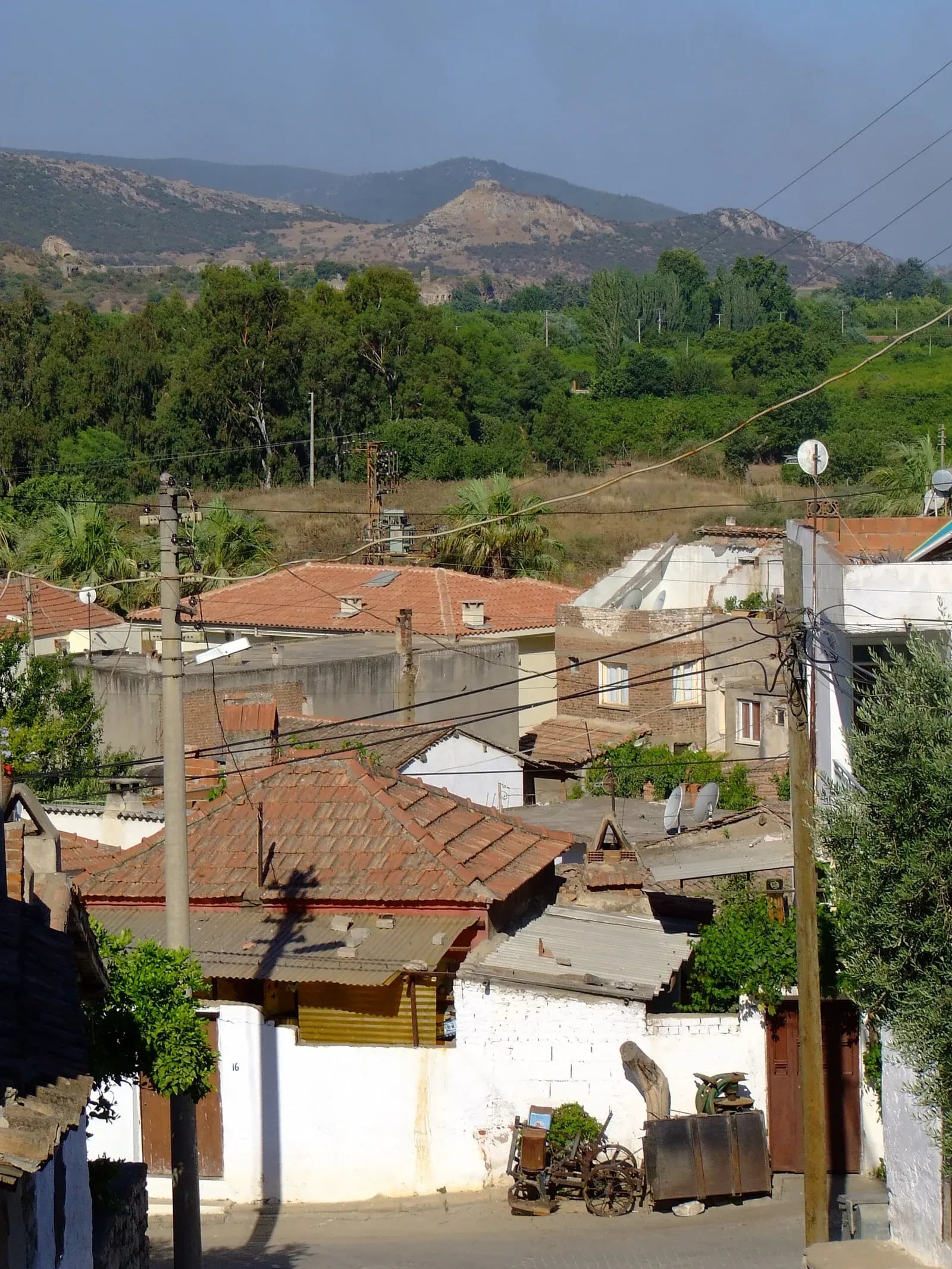 Selçuk; The town of Selcuk, Turkey in the foreground with mountains behind