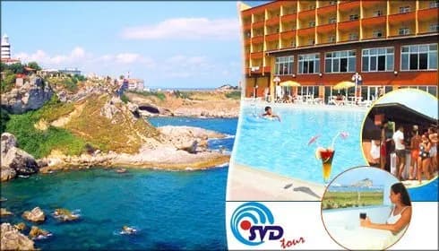 Kuzey Yıldızı Otel binası ve kayalık koy, tanıtım kolajı